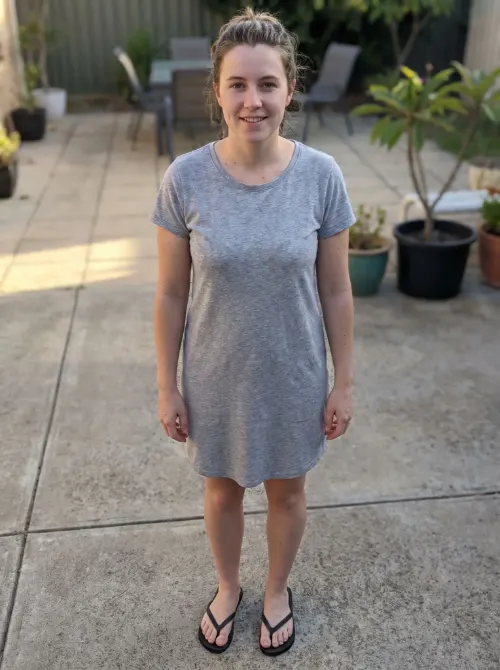The person's own full-body photo, used for the virtual try-on